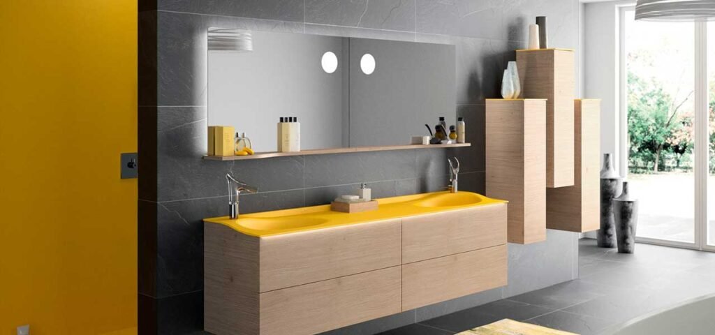 Salle de bain design orange